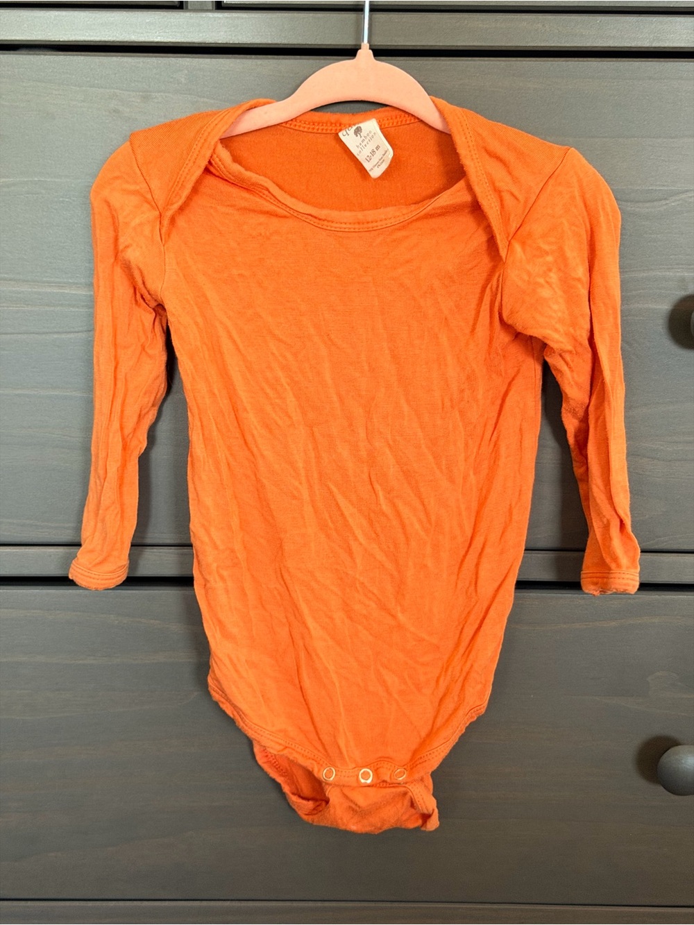 kate quinn Solid Orange Long-Sleeve Baby Bodysuit